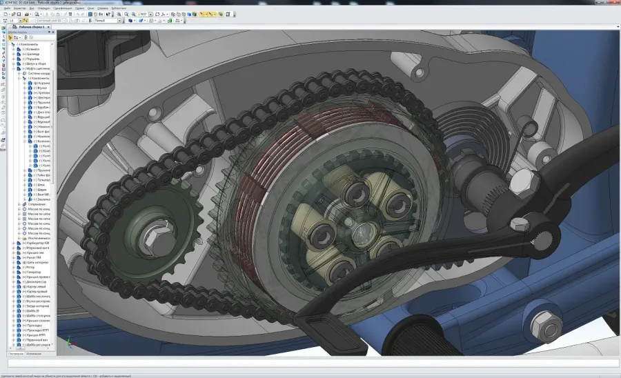CAD model of a motorcycle engine developed by Apex Motoworks